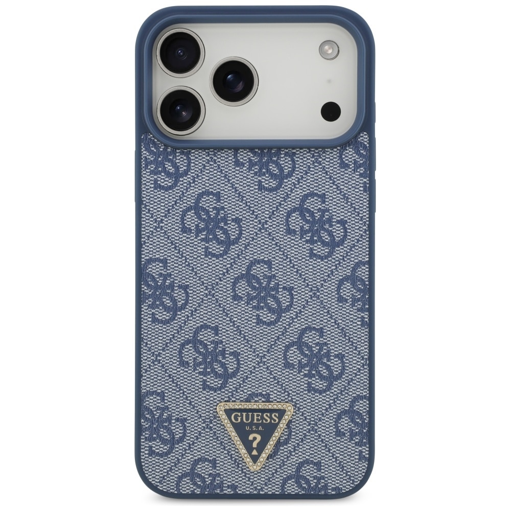 Guess Leather 4G Triangle Strass - θήκη για Apple iPhone 17 Pro Max - Μπλε - Image 3