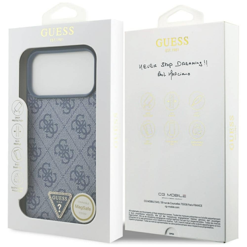 Guess Leather 4G Triangle Strass - θήκη για Apple iPhone 17 Pro Max - Μπλε - Image 8