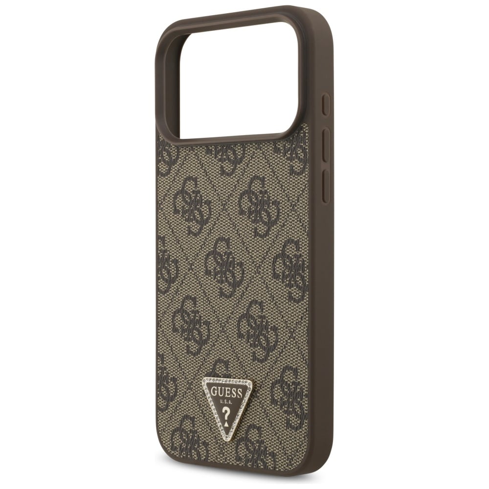 Guess Leather 4G Triangle Strass - θήκη για Apple iPhone 17 Pro Max - Καφέ - Image 6