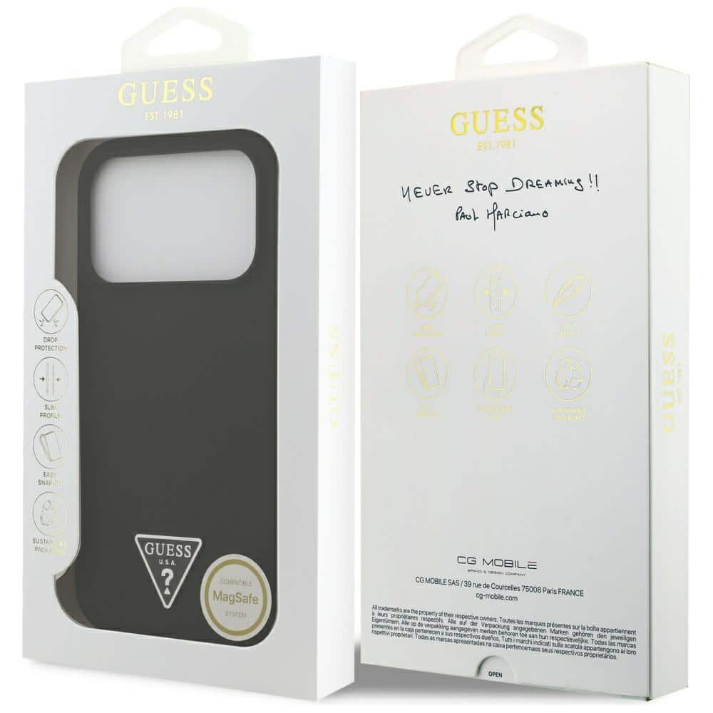 Guess Silicone Triangle Logo MagSafe - τζαμάκι για Apple iPhone 17 Pro - Μαύρο - Image 8