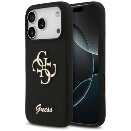 Guess Silicone Big 4G Script - θήκη για Apple iPhone 17 Pro - Μαύρο
