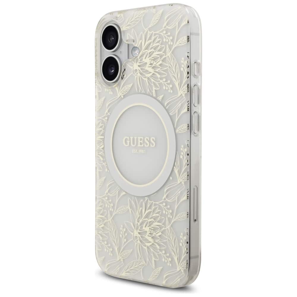 Θήκη Guess Iml Flowers Electro Pearl Με Strap Magsafe Για iPhone 17 - Λευκή - Image 3