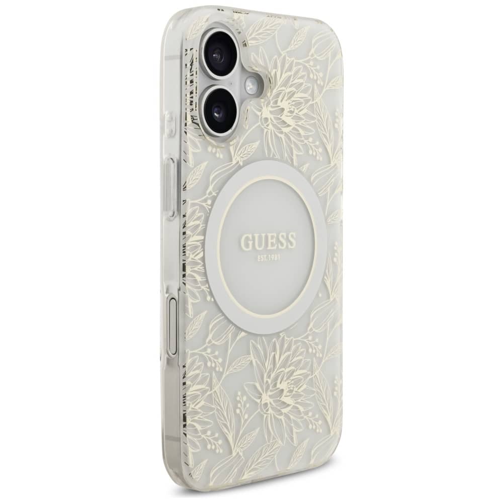 Θήκη Guess Iml Flowers Electro Pearl Με Strap Magsafe Για iPhone 17 - Λευκή - Image 4