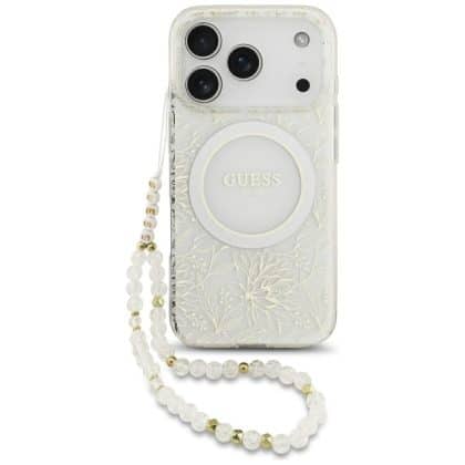 Guess IML Flowers Electro Pearl - θήκη για Apple iPhone 17 Pro - Λευκό