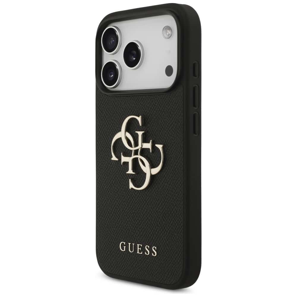 Θήκη Guess Grained Big 4g & Κλασικό Λογότυπο Για iPhone 17 Pro Μαύρη - Image 2