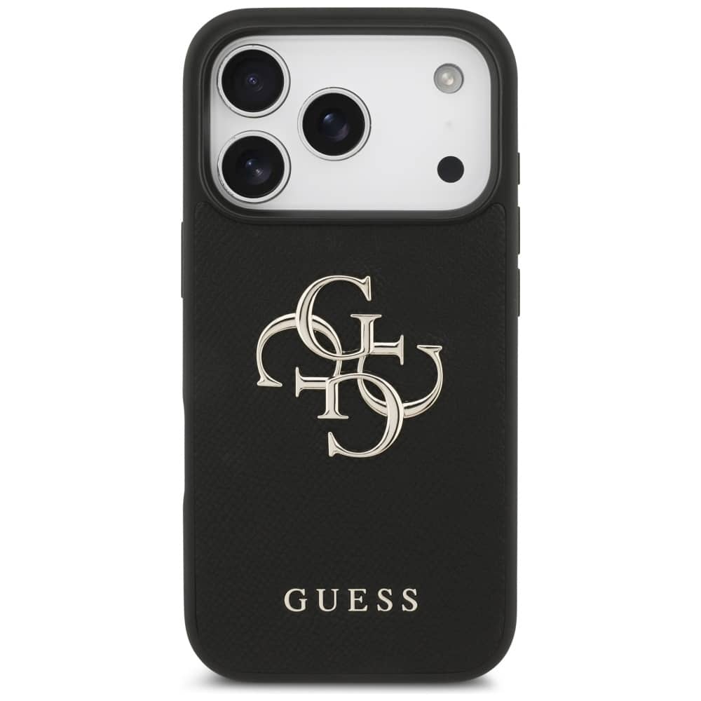 Θήκη Guess Grained Big 4g & Κλασικό Λογότυπο Για iPhone 17 Pro Μαύρη - Image 3