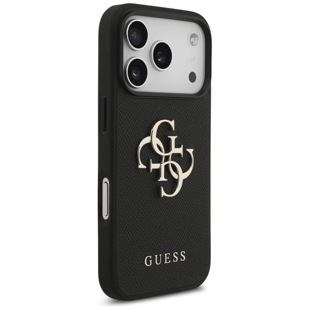 Θήκη Guess Grained Big 4g & Κλασικό Λογότυπο Για iPhone 17 Pro Μαύρη - Image 4