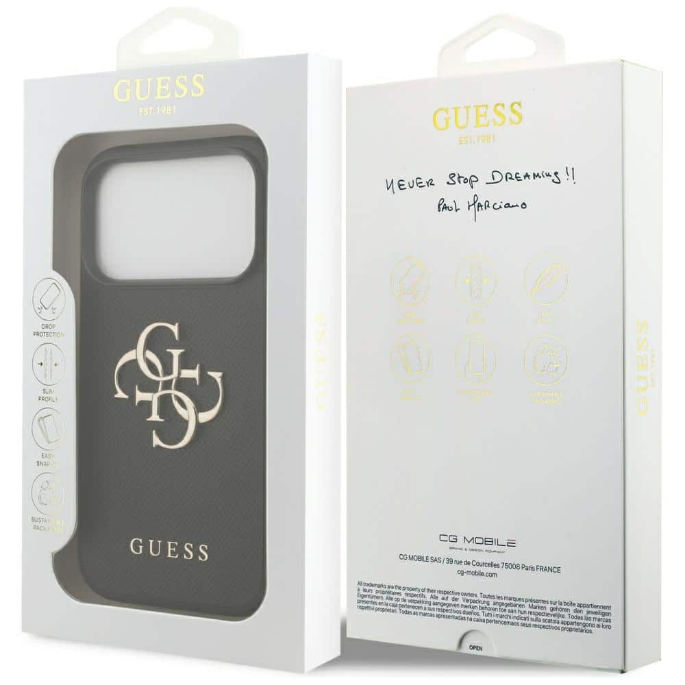 Θήκη Guess Grained Big 4g & Κλασικό Λογότυπο Για iPhone 17 Pro Μαύρη - Image 8