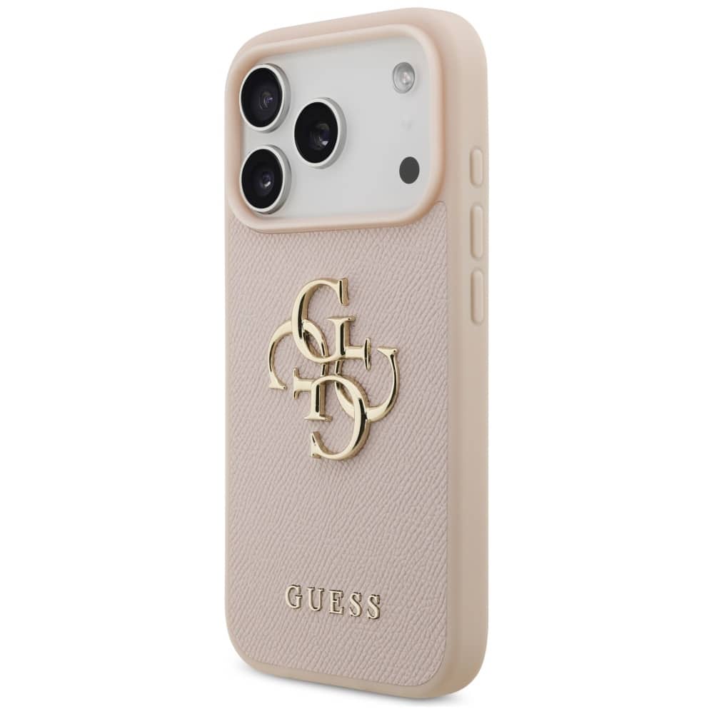 Θήκη Guess Grained Big 4g & Κλασικό Λογότυπο Για iPhone 17 Pro - Ροζ - Image 2