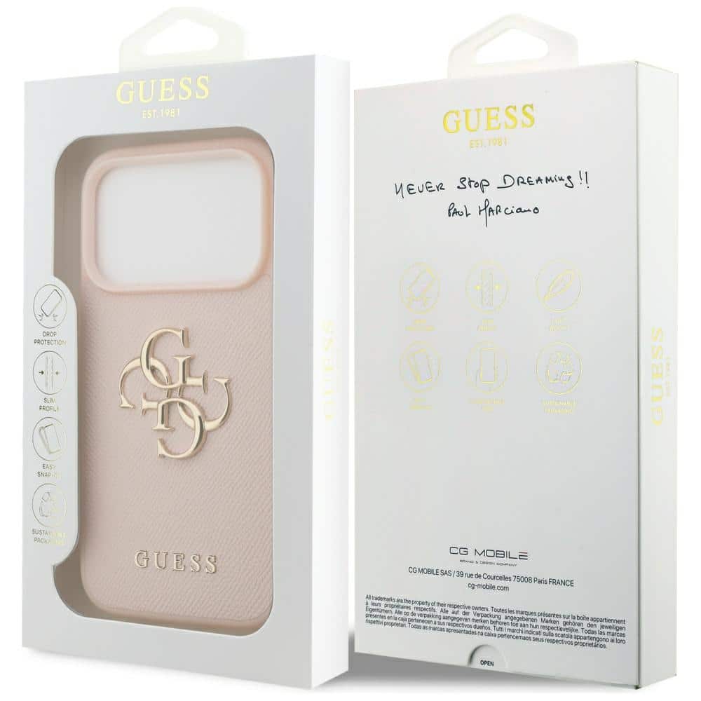 Θήκη Guess Grained Big 4g & Κλασικό Λογότυπο Για iPhone 17 Pro - Ροζ - Image 8