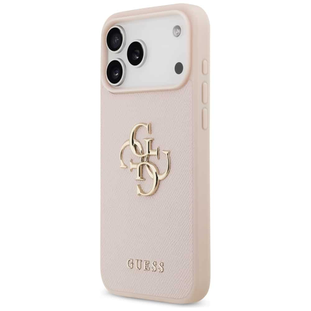 Θήκη Guess Grained Big 4g & Κλασικό Λογότυπο Για iPhone 17 Pro Max - Ροζ - Image 2