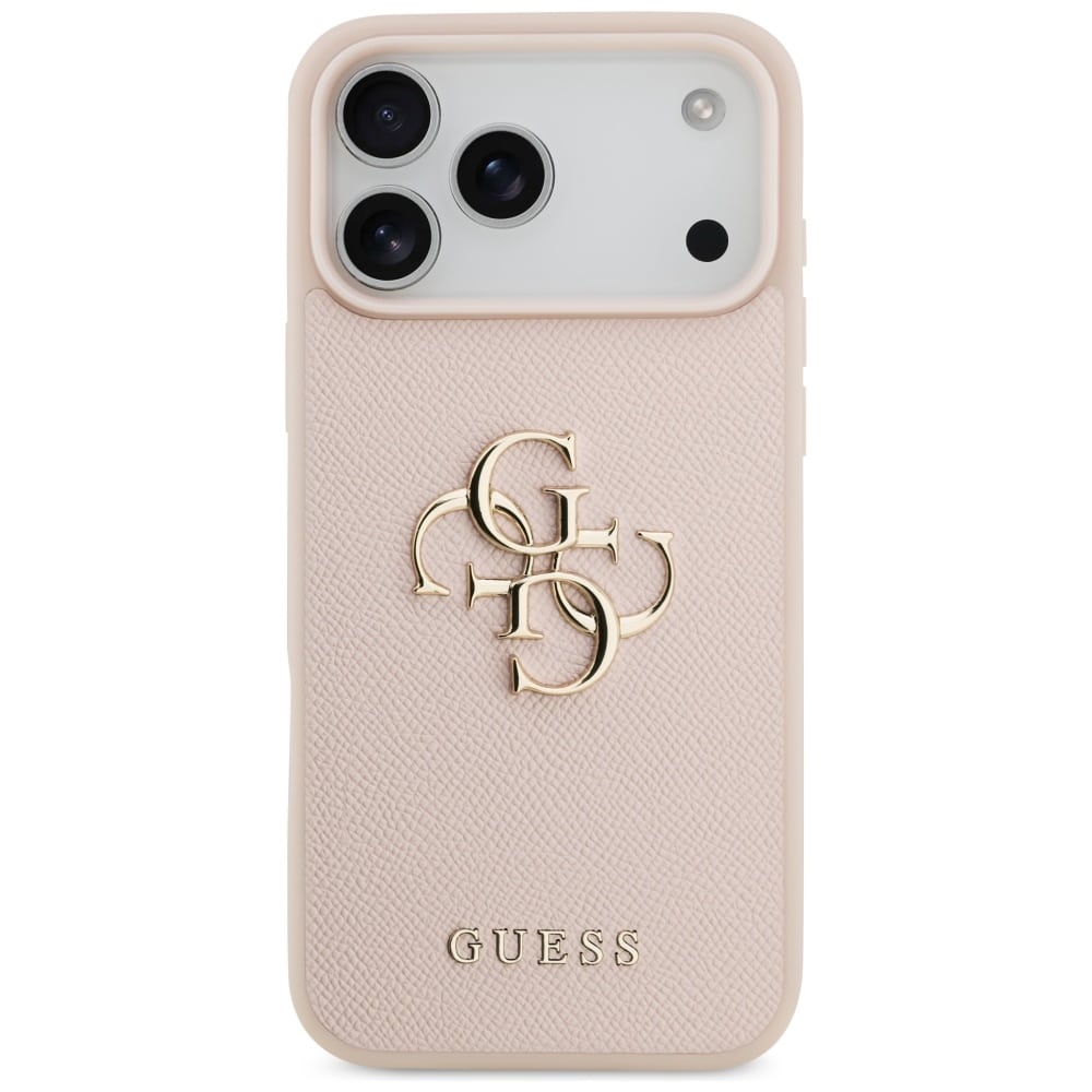 Θήκη Guess Grained Big 4g & Κλασικό Λογότυπο Για iPhone 17 Pro Max - Ροζ - Image 3