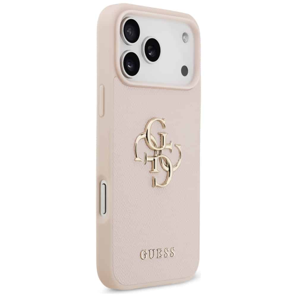 Θήκη Guess Grained Big 4g & Κλασικό Λογότυπο Για iPhone 17 Pro Max - Ροζ - Image 4