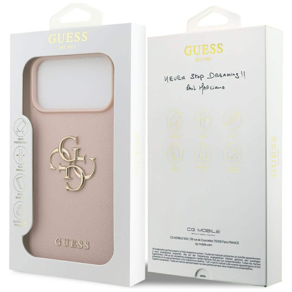 Θήκη Guess Grained Big 4g & Κλασικό Λογότυπο Για iPhone 17 Pro Max - Ροζ - Image 8