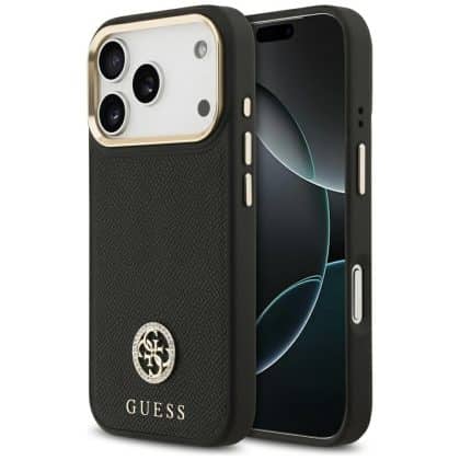 Θήκη Guess Grained Strass Logo Magsafe Για iPhone 17 Pro Μαύρη