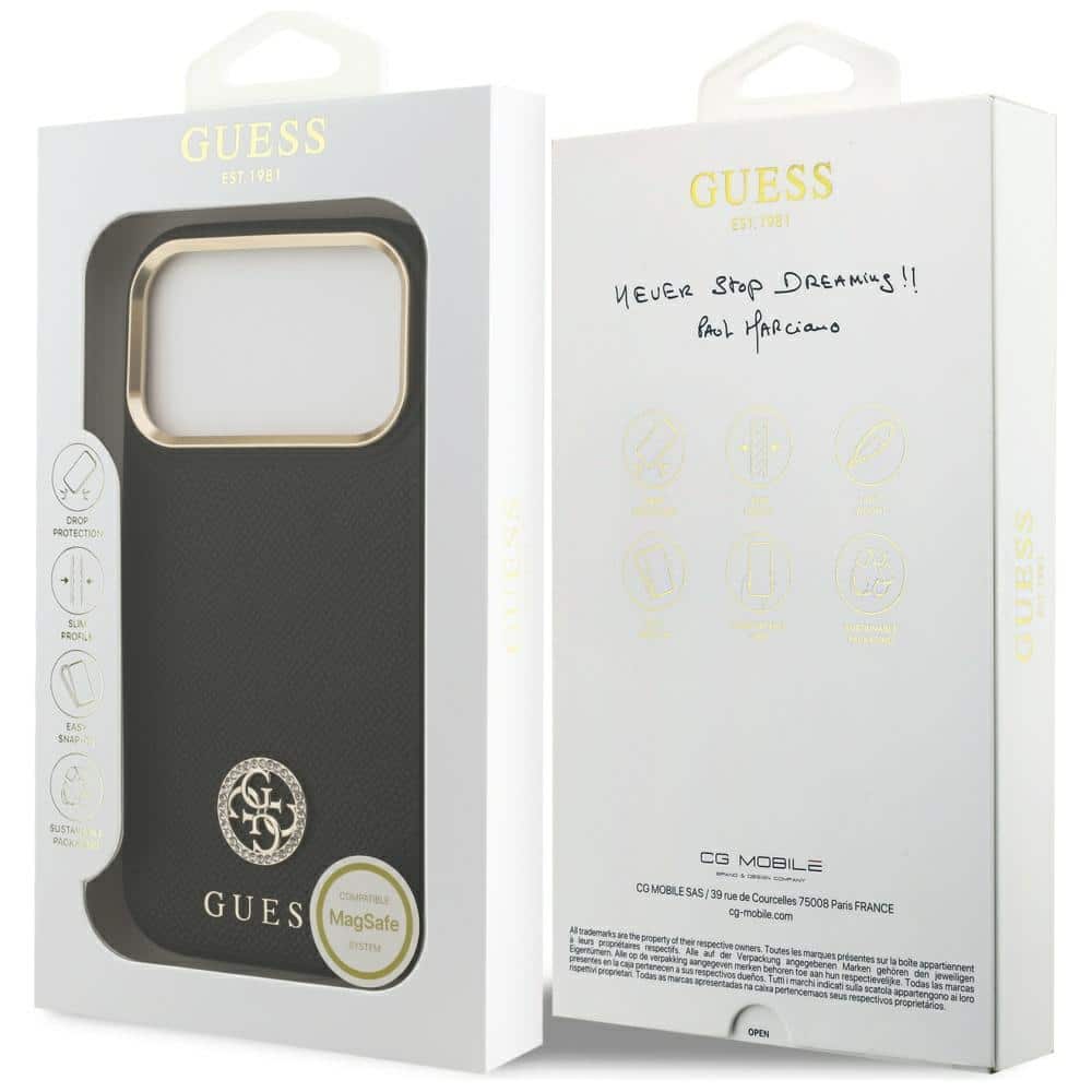 Θήκη Guess Grained Strass Logo Magsafe Για iPhone 17 Pro Μαύρη - Image 8