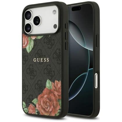 Θήκη Guess 4g Flowers Print Magsafe Για iPhone 17 Pro Μαύρη