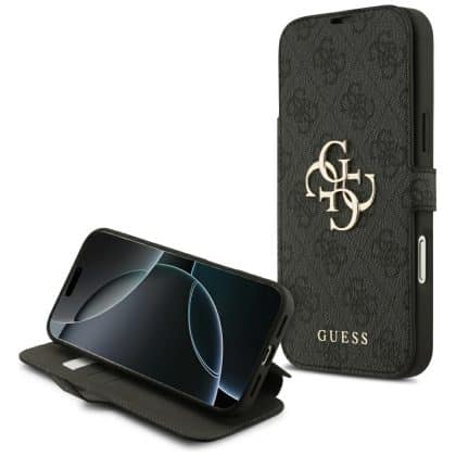 Θήκη Guess Book 4g Μεταλλικό Λογότυπο Για iPhone 17 Pro Max Μαύρη