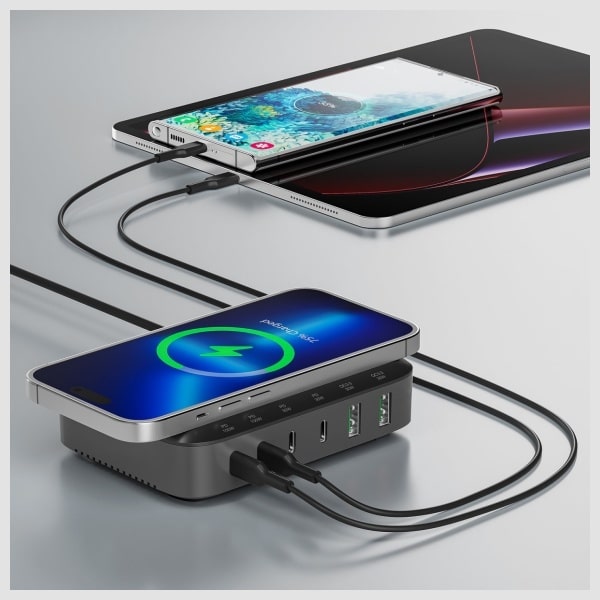 4smarts 7 Σε 1 Σταθμός Φόρτισης 100w Με Ασύρματη Φόρτιση Μαύρος-Γκρι 540571 - Image 3