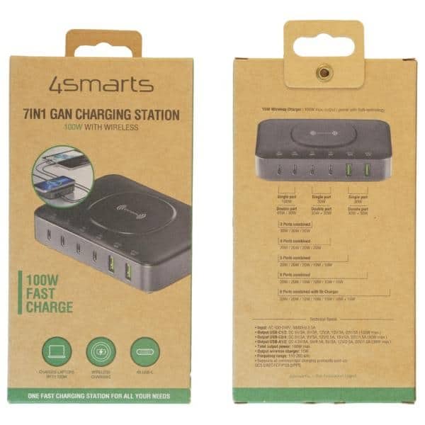 4smarts 7 Σε 1 Σταθμός Φόρτισης 100w Με Ασύρματη Φόρτιση Μαύρος-Γκρι 540571 - Image 4