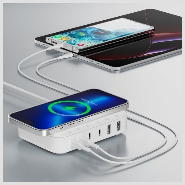 4smarts Σταθμός Φόρτισης 7 Σε 1 100w Με Ασύρματη Φόρτιση Λευκός 540570 - Image 3