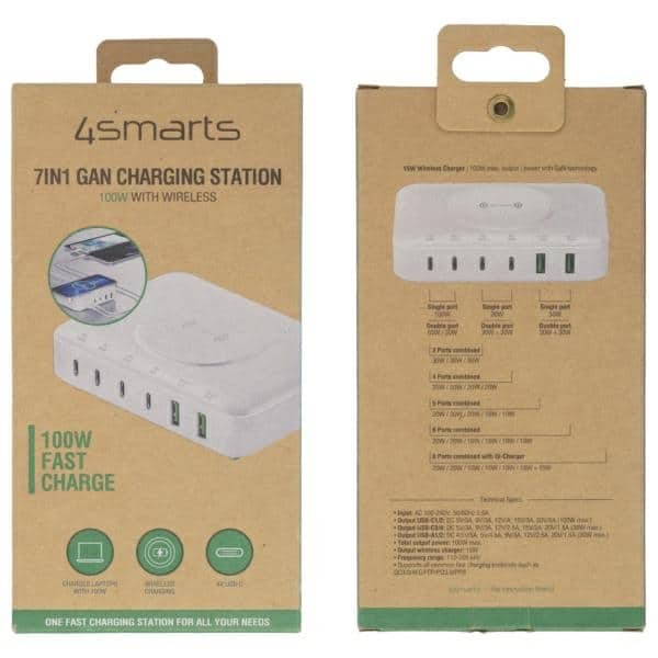 4smarts Σταθμός Φόρτισης 7 Σε 1 100w Με Ασύρματη Φόρτιση Λευκός 540570 - Image 4