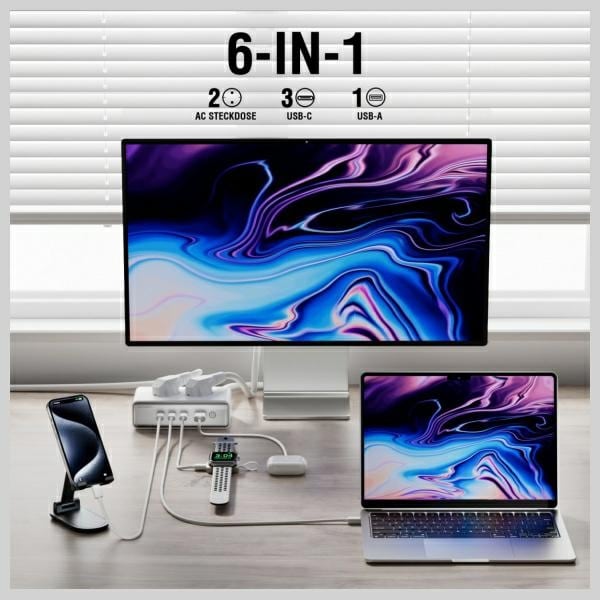 4smarts 6 Σε 1 65w Gan Πολύπριζο Λευκό - Image 5