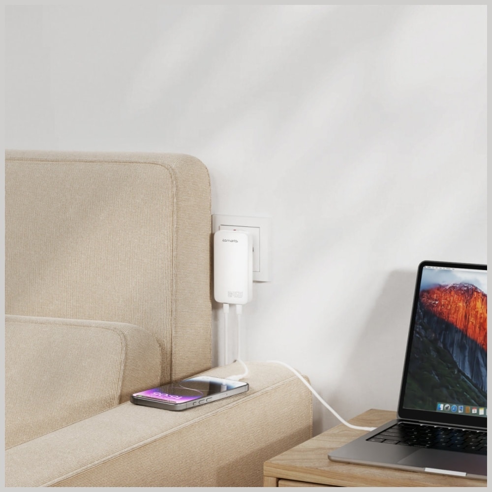 Φορτιστής Τοίχου 4smarts Flatplug Slim Dual 45w Gan 2xusb-C Λευκός - Image 2