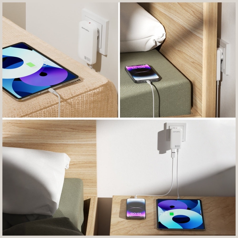 Φορτιστής Τοίχου 4smarts Flatplug Slim Dual 45w Gan 2xusb-C Λευκός - Image 3