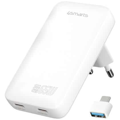 Φορτιστής Τοίχου 4smarts Flatplug Slim Dual 65w Gan 2xusb-C Λευκός