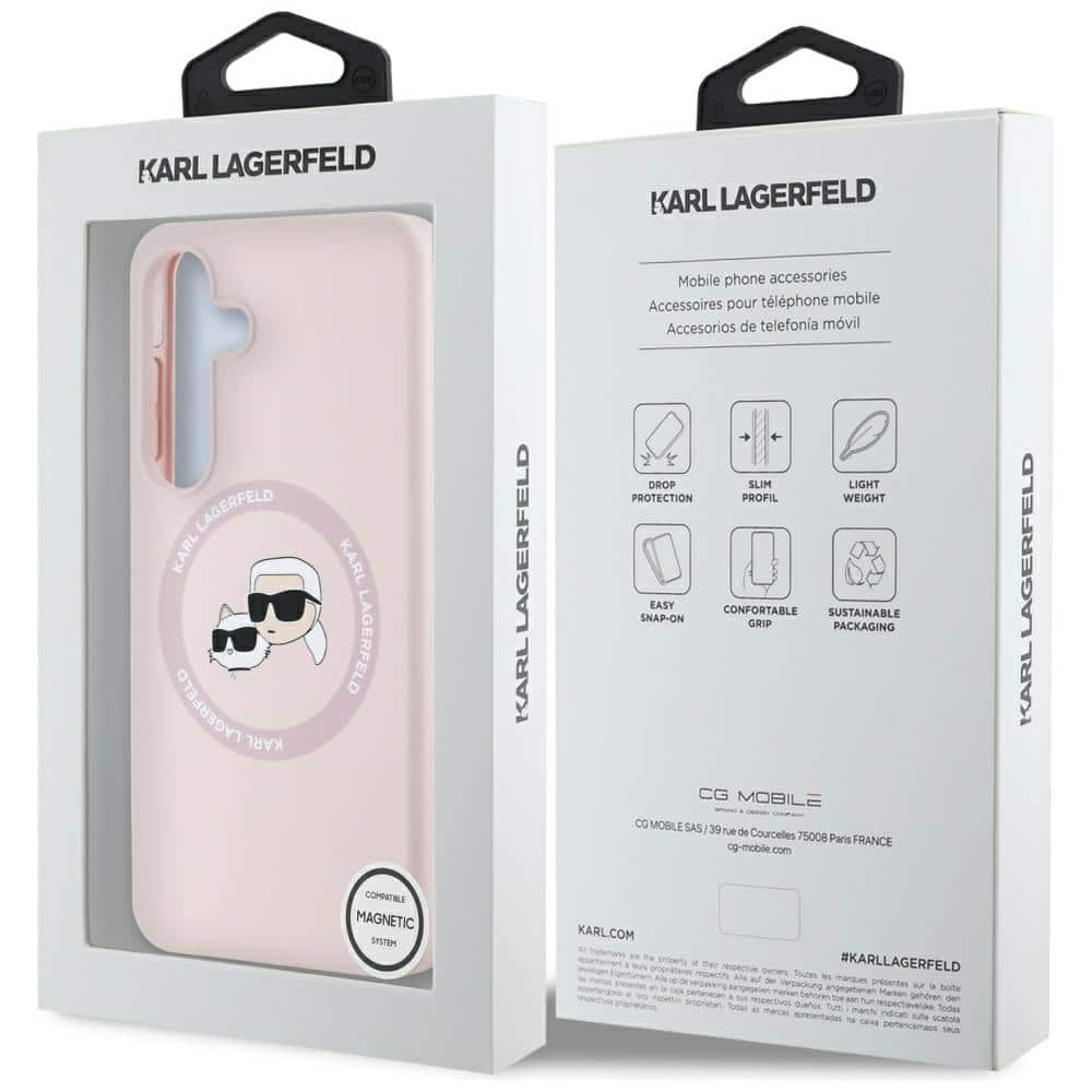 Karl Lagerfeld Σιλικόνη με Διπλά Κεφάλια και Κυκλικό MagSafe - θήκη για Samsung Galaxy S25 - Ροζ - Image 8