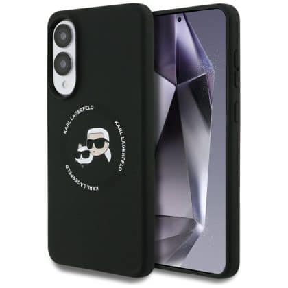 Karl Lagerfeld Διπλά Κεφάλια και Μαγνητικό Δαχτυλίδι MagSafe - θήκη για Samsung Galaxy S25 Edge - Μαύρο