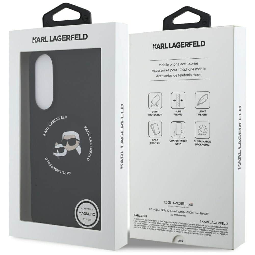 Karl Lagerfeld Διπλά Κεφάλια και Μαγνητικό Δαχτυλίδι MagSafe - θήκη για Samsung Galaxy S25 Edge - Μαύρο - Image 8