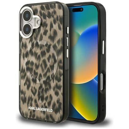 Karl Lagerfeld IML Λεοπάρδαλη Μοτίβο MagSafe - θήκη για Apple iPhone 16 - Καφέ