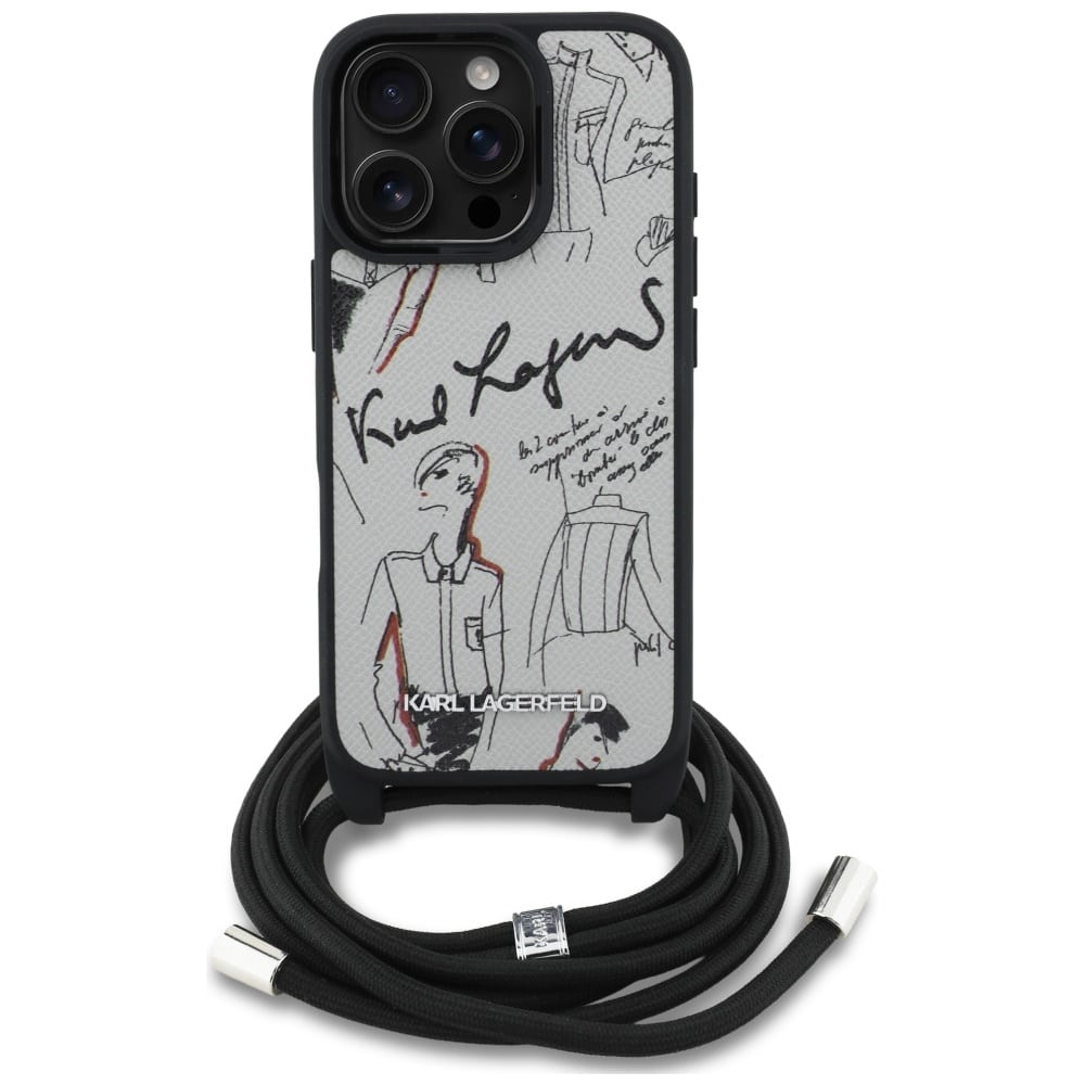 Karl Lagerfeld Crossbody με Υφή & Λογότυπο - θήκη για Apple iPhone 16 Pro Max - Γκρι - Image 2