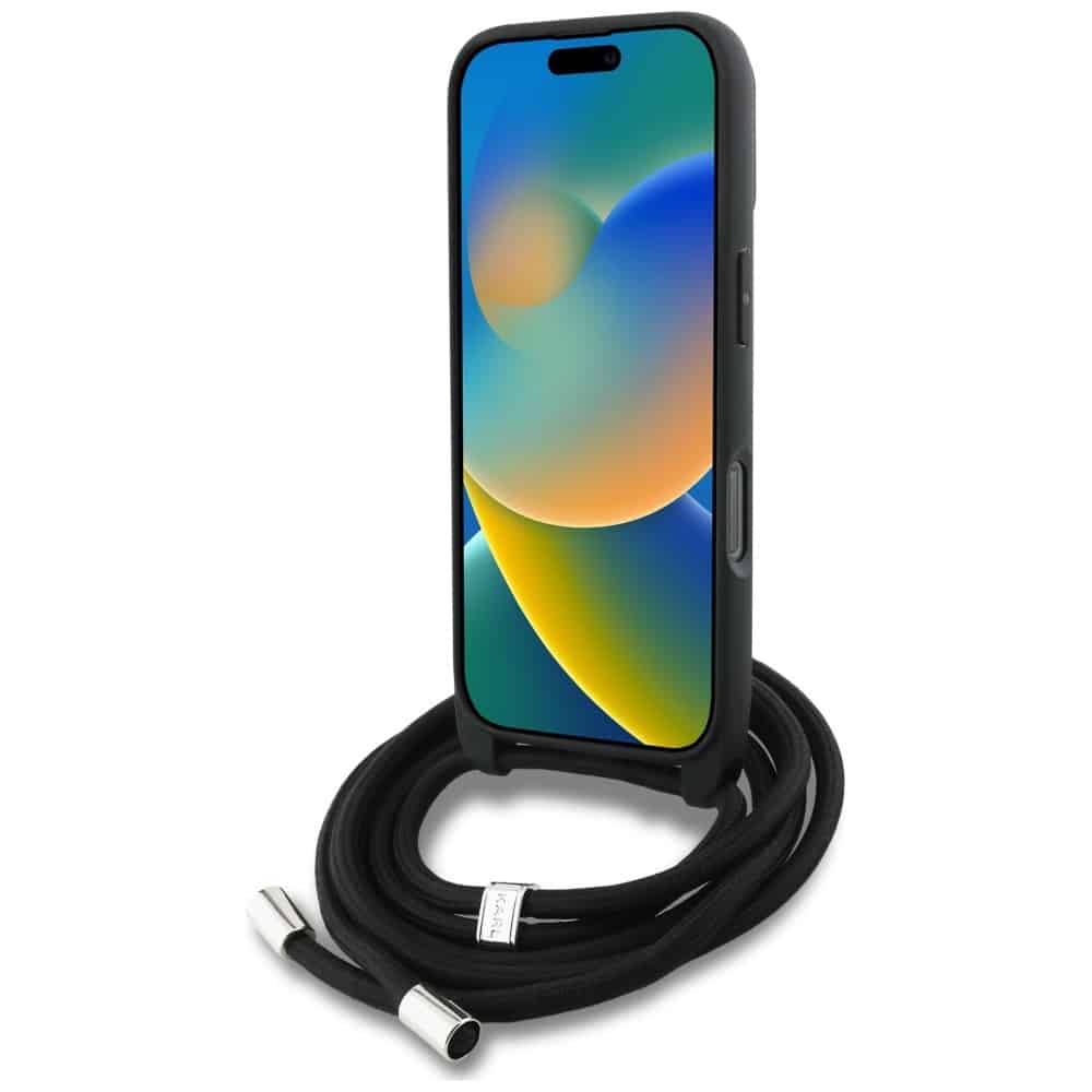 Karl Lagerfeld Crossbody με Υφή & Λογότυπο - θήκη για Apple iPhone 16 Pro Max - Γκρι - Image 4