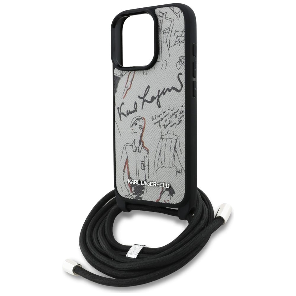 Karl Lagerfeld Crossbody με Υφή & Λογότυπο - θήκη για Apple iPhone 16 Pro Max - Γκρι - Image 5