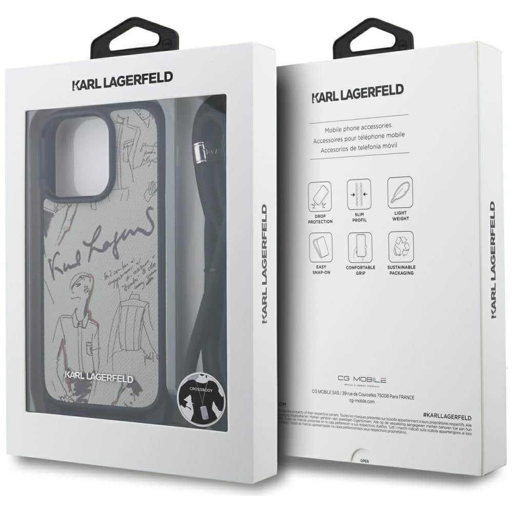 Karl Lagerfeld Crossbody με Υφή & Λογότυπο - θήκη για Apple iPhone 16 Pro Max - Γκρι - Image 7