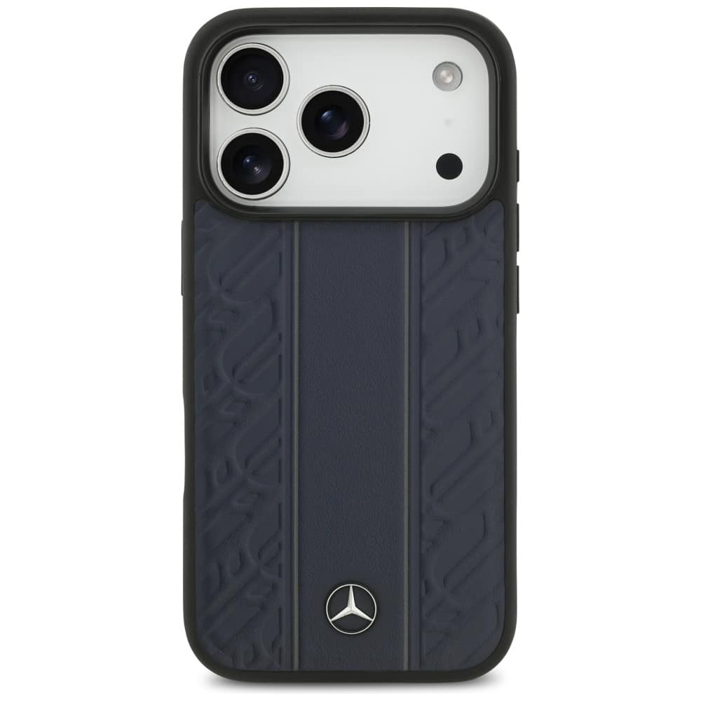 Θήκη Mercedes Δέρμα Φύλλα Δάφνης Ρίγες Magsafe Για iPhone 17 Pro Μπλε - Image 3