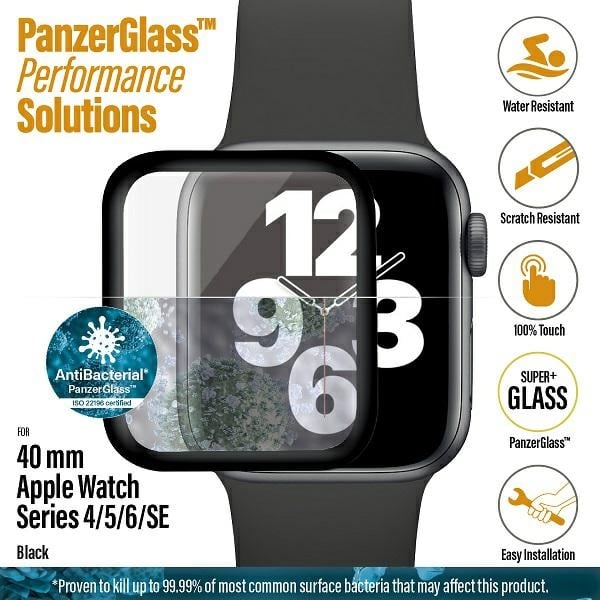 Panzerglass Curved Αντιβακτηριακό Γυαλί Για Apple Watch 4/5/6/se 40mm - Μαύρο - Image 3