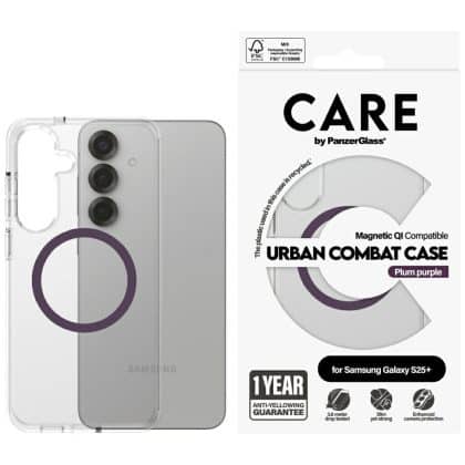 Θήκη Care Από Panzerglass Urban Combat Purple Qi Για Samsung Galaxy S25+ Διαφανής