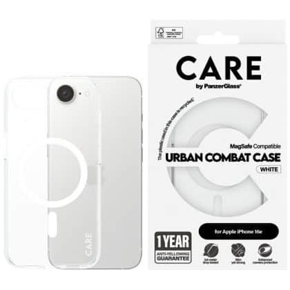 Θήκη Care By Panzerglass Flagship Urban Combat Λευκή Magsafe Για iPhone 16e Διαφανής