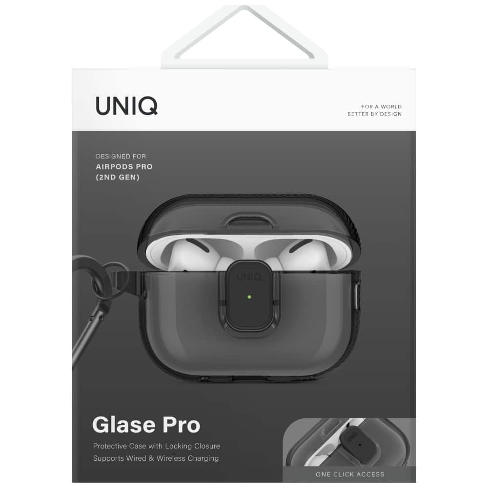 Case Uniq Glase Pro For Airpods Pro 2 Lock Case Smoke - Image 2