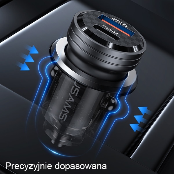 Usams Car Charger C35 USB+usb-C 45w Fast Charge Black Cc175cc01 (us-Cc175) - Image 10