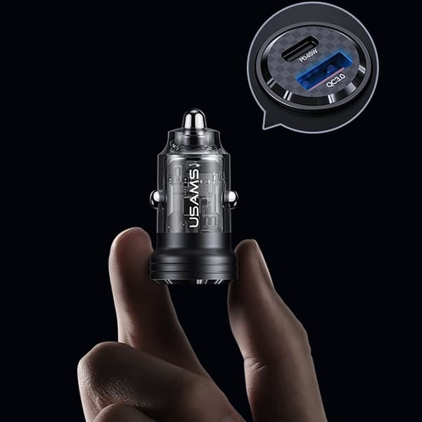 Usams Car Charger C35 USB+usb-C 45w Fast Charge Black Cc175cc01 (us-Cc175) - Image 11