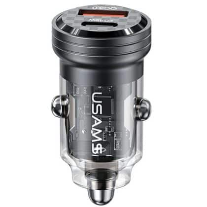 Usams Car Charger C35 USB+usb-C 45w Fast Charge Black Cc175cc01 (us-Cc175)