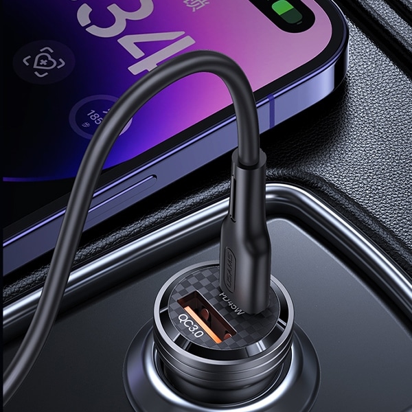 Usams Car Charger C35 USB+usb-C 45w Fast Charge Black Cc175cc01 (us-Cc175) - Image 7