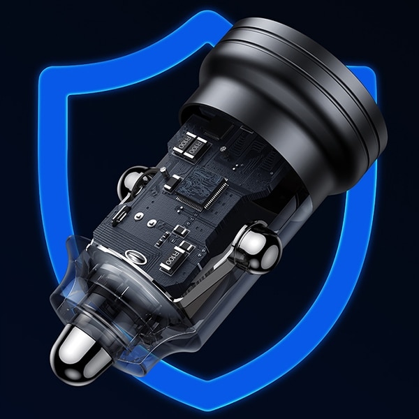 Usams Car Charger C35 USB+usb-C 45w Fast Charge Black Cc175cc01 (us-Cc175) - Image 9