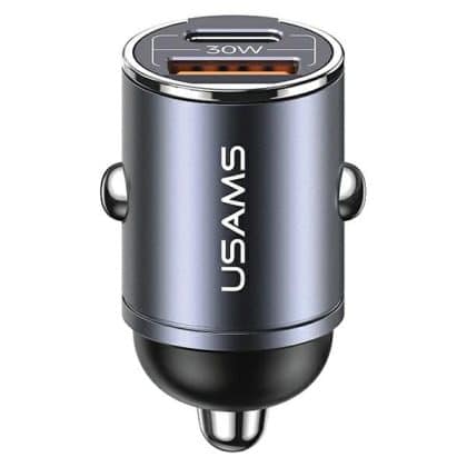 Φορτιστής Αυτοκινήτου Usams 1xusb+1xusb-C C38 30wpd Γρήγορη Φόρτιση Με Ενσωματωμένο Δακτύλιο Ανοξείδωτου Χάλυβα Cc206cc