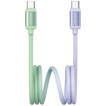 Καλώδιο  Usams Bicolor Series Sj756 Pd 60w USB-C/usb-C 1.2m Green And Purple